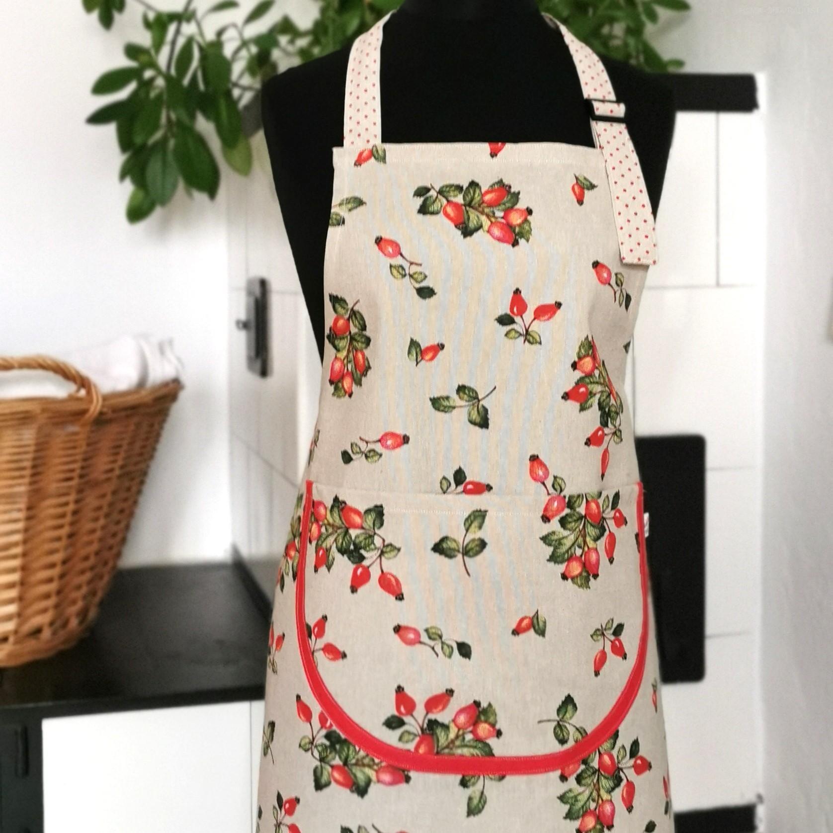 Dámská zástěra ŠÍPKY-jedna kapsa