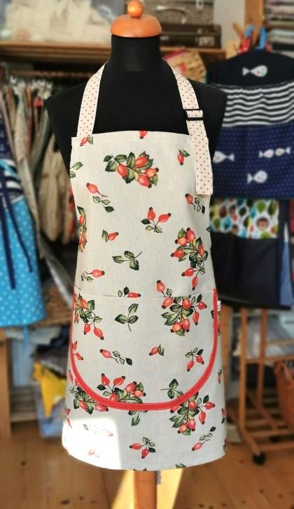 Dámská zástěra ŠÍPKY-jedna kapsa