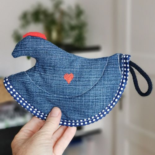 Chňapka SLEPIČKA džínová