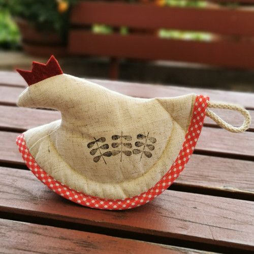 Chňapka SLEPIČKA/ tisk lístek červená