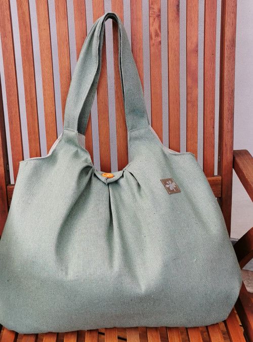 Velká taška lněná SVĚTLE zelená