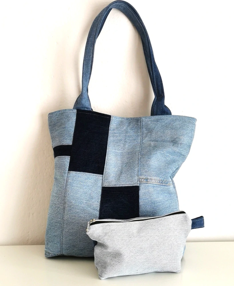 Džínová kabelka s taštičkou