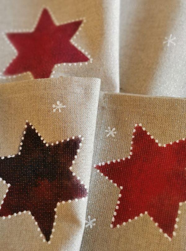 Vánoční ubrus, prostírání HVĚZDY