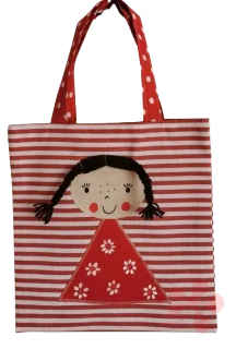 Taštička červený proužek PANENKA TMAVOVLÁSKA