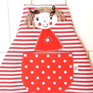 Zástěrka  PANENKA S CULÍČKY ,červená