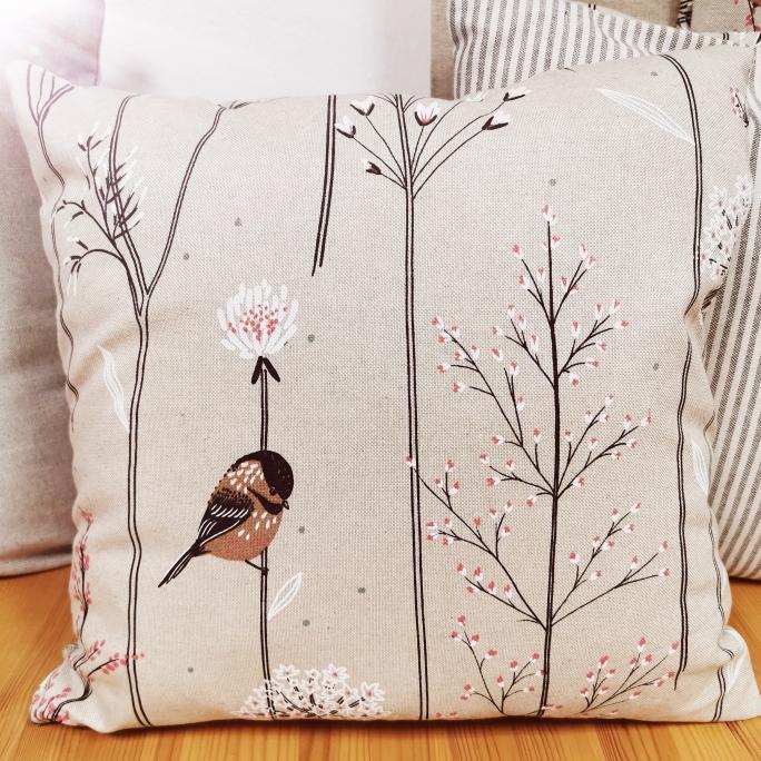 polštářek na zip s ptáčky